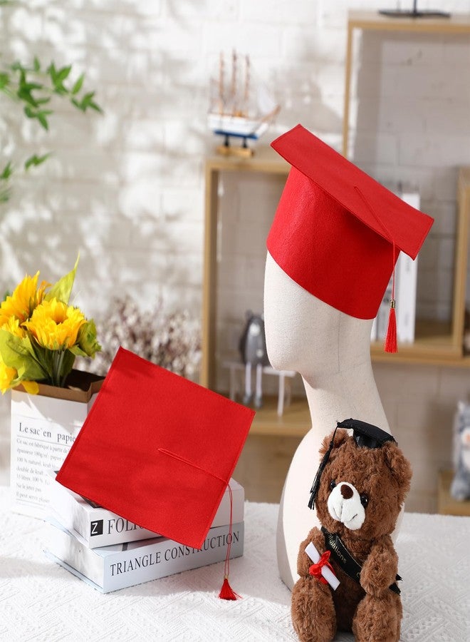 JaGely 10 Pcs Adult Graduation Cap with Tassel Felt Grad Hat for Men Women Bachelor Master College Costume Accessory(Red) - Image 3