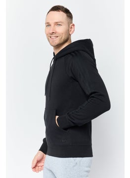 adidas Originals Men Sportswear Fit Long Sleeve Outdoor Hooded Sweatshirt, Black  - Image 2