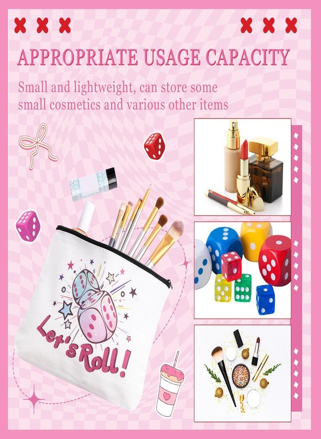 SilTriangle 12 Pcs Bunco Gifts for Women Bunco Makeup Bags Let's Roll Dice Game Makeup Bags Casino Lover Gifts Travel Zipper Pouch Dice Game Present Birthday Present for Women Players - Image 3