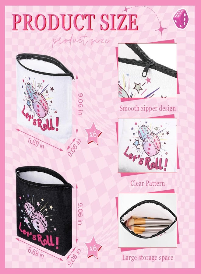 SilTriangle 12 Pcs Bunco Gifts for Women Bunco Makeup Bags Let's Roll Dice Game Makeup Bags Casino Lover Gifts Travel Zipper Pouch Dice Game Present Birthday Present for Women Players - Image 2