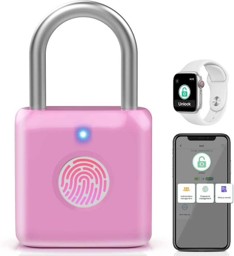 Pothunder Fingerprint Padlock, Locker Lock, Combination Lock, Fingerprint Lock with APP Unlock, USB Rechargeable, Suitable for Gym Locker, Door, Locker - Image 1