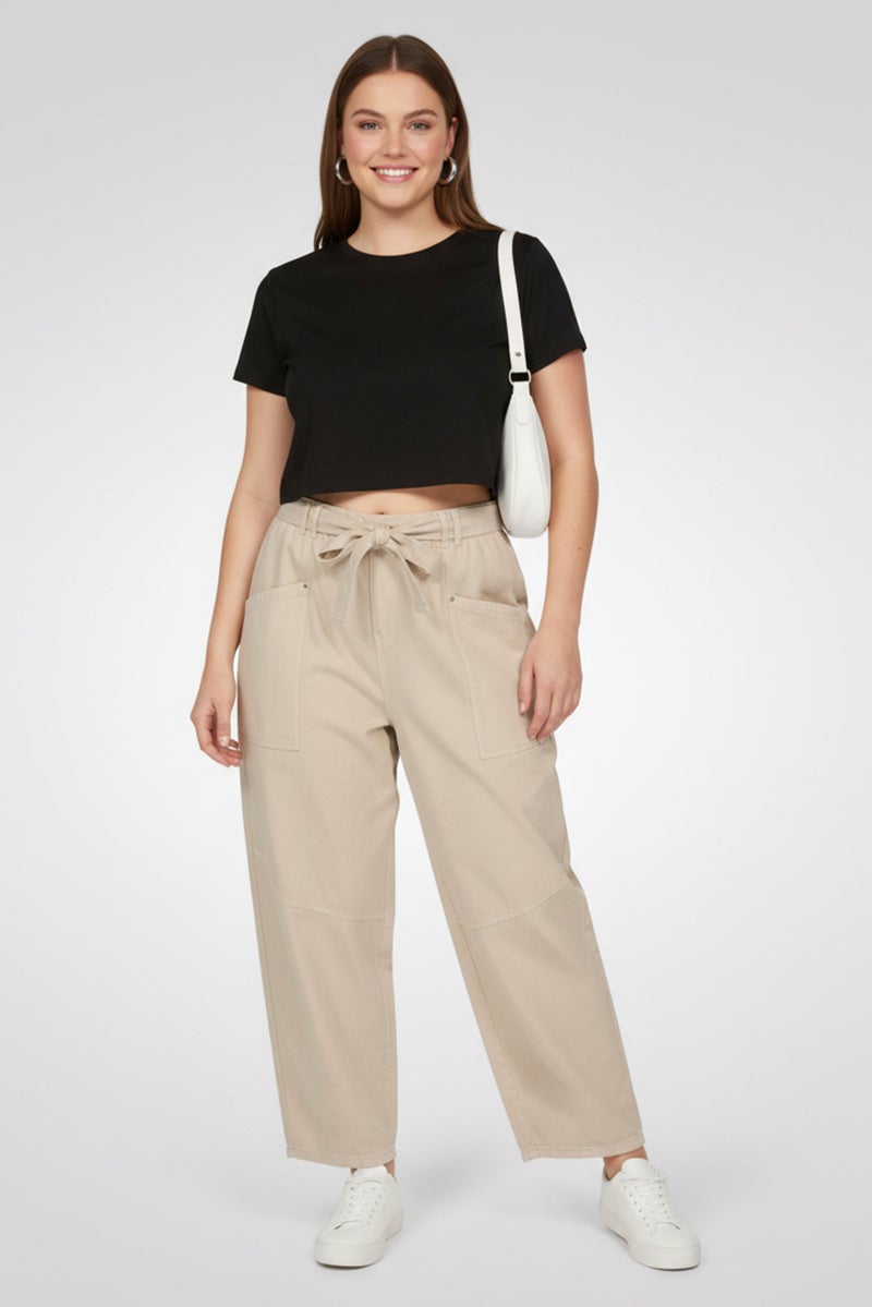 promod Women Regular Solid No Stretch Jeans, Beige - Image 1