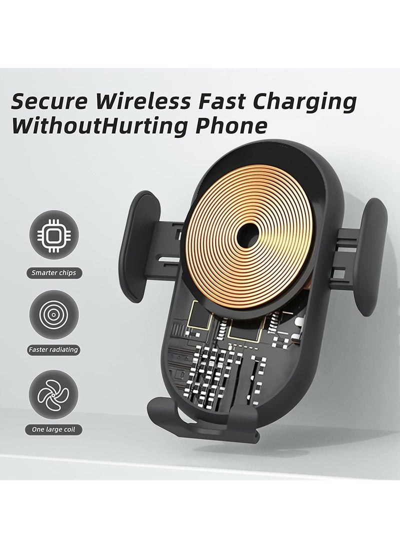 Generic - Smart Wireless Car Charger Auto-Sensor Phone Holder Fast Charging Vent Mount for Dashboard and Windshield Black 1 Piece - Image 1