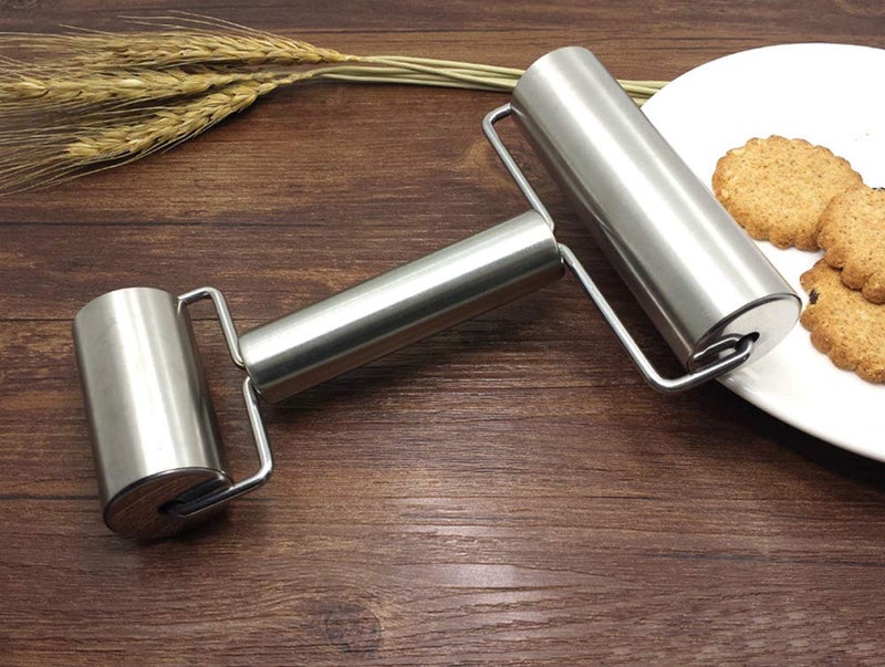 Aphse Smooth Stainless Steel Rolling Pin Pastry and Pizza Double Dough Baker Roller Metal Kitchen Utensils Ideal for Baking Dough Pizza Pie Pastries Pasta and Cookies - Image 1