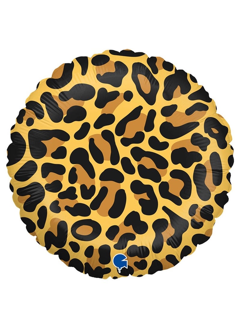 بالون دائري من رقائق الألومنيوم بنقشة جلد النمر، بني وأسود، 45 سم