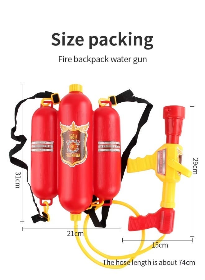 DAT Firefighter Backpack Water Toy Set for Kids, Plastic Summer Water Spray Gun with Adjustable Shoulder Straps for Outdoor Beach Pool Play - Image 2