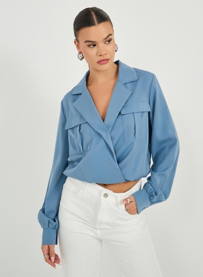 ستايلي بلوزة بياقة ملفوفة وفتحة وجيب - Image 3