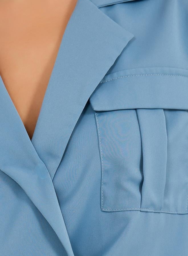 ستايلي بلوزة بياقة ملفوفة وفتحة وجيب - Image 4