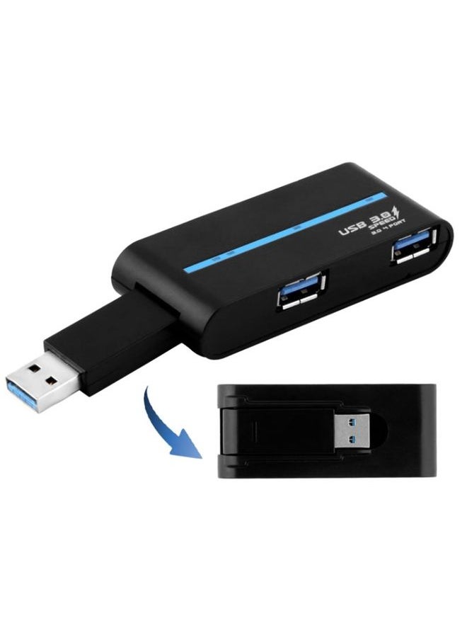 BURAQ 180 Degree Rotating USB 3.0 USB Hub Folding USB 4 Ports Splitter(Black)  - Image 1