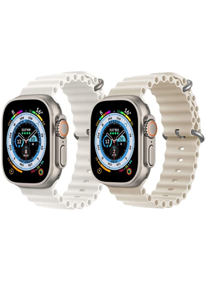 IAF Silicone Ocean Band Strap for Apple Watch 38/40/41mm Snow White/Pearl White Set of 2