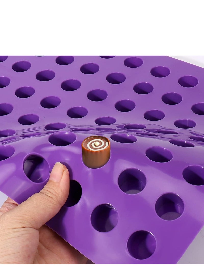 Arabest Baking Supplies 88 Cavities Mini Round Small Cheesecake Silicone Molds for Chocolate Clover Jelly Candy Ice Mold Purple 11.76x11.22x0.8inch  - Image 5