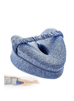 Knee Pillow for Side Sleepers with Elastic Strap, Memory Foam Leg Pillow, Ideal for Spine Alignment, Hip, Back & Joint Pain Relief , for Better Sleeping with Breathable & Washable Cover