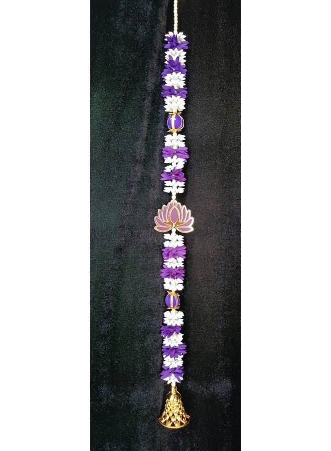 VRB Dec VRB DecTM 5 Pcs lotus hangings for decoration,diwali decor,puja home,lotus hangings decoration,pooja room items/varamahalakshmi/ganpati decoration/Diwali decor (3 Ft Mix color lotus With Mogra & bell)  - Image 5