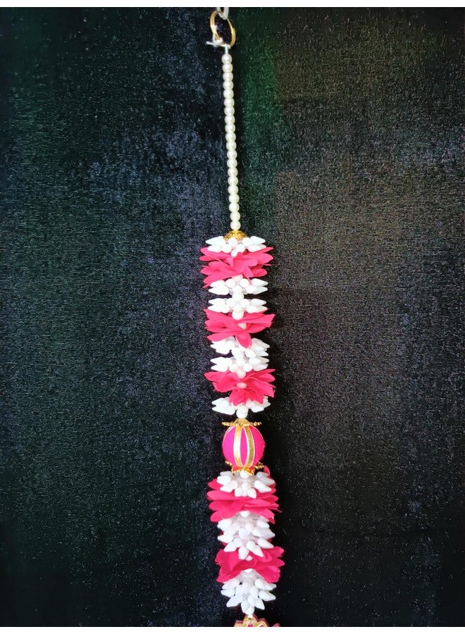 VRB Dec VRB DecTM 5 Pcs lotus hangings for decoration,diwali decor,puja home,lotus hangings decoration,pooja room items/varamahalakshmi/ganpati decoration/Diwali decor (3 Ft Mix color lotus With Mogra & bell)  - Image 4