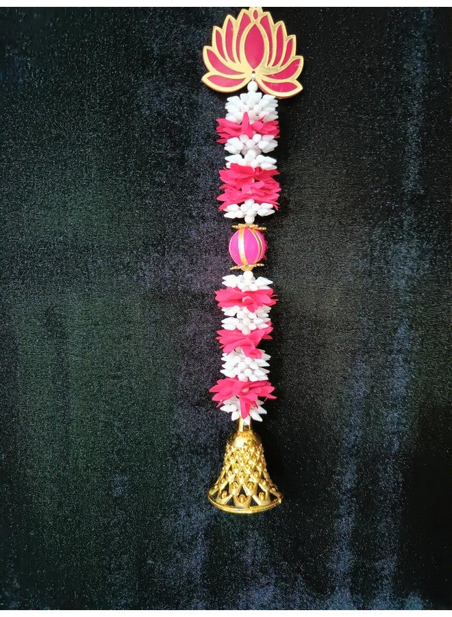 VRB Dec VRB DecTM 5 Pcs lotus hangings for decoration,diwali decor,puja home,lotus hangings decoration,pooja room items/varamahalakshmi/ganpati decoration/Diwali decor (3 Ft Mix color lotus With Mogra & bell)  - Image 2