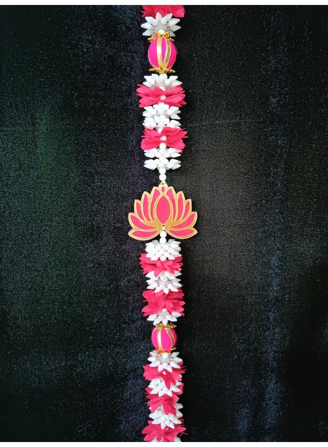 VRB Dec VRB DecTM 5 Pcs lotus hangings for decoration,diwali decor,puja home,lotus hangings decoration,pooja room items/varamahalakshmi/ganpati decoration/Diwali decor (3 Ft Mix color lotus With Mogra & bell)  - Image 3