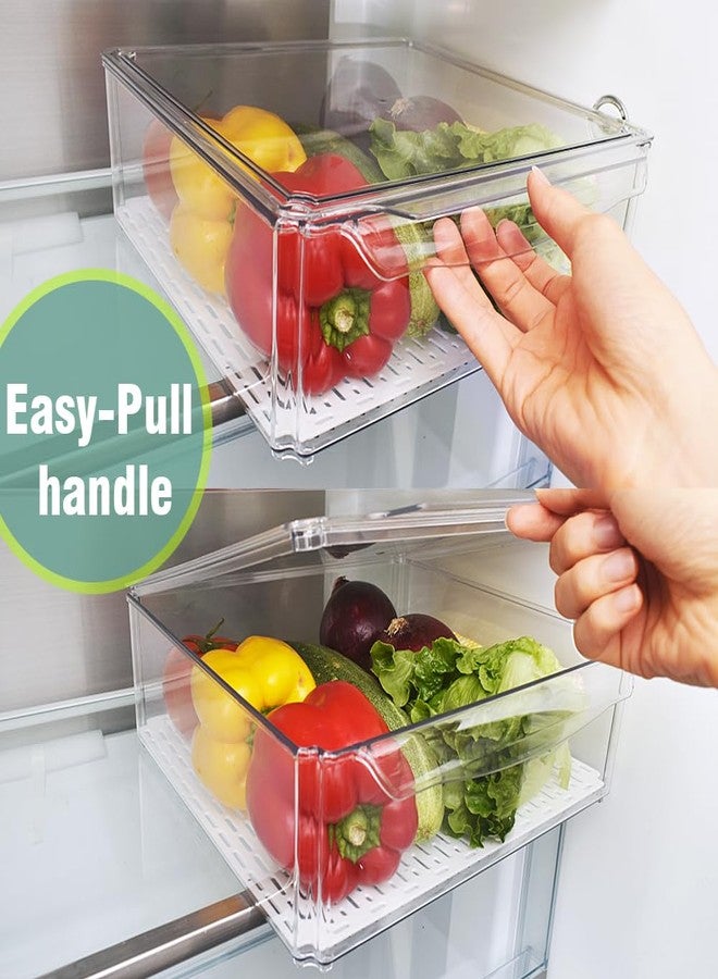 Cozihom Stackable Refrigerator Organizer Bins with Lids, Fridge Organization and Storage Containers, BPA-Free Plastic Pantry Bins for Fruits, Vegetable, Drinks With Drain Tray, Set Of 10 - Image 3