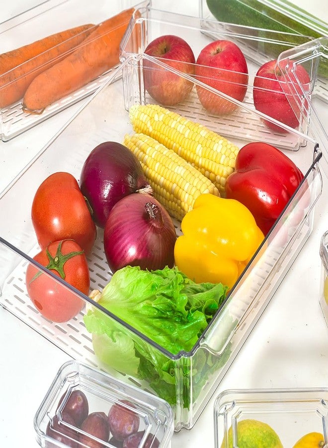 Cozihom Stackable Refrigerator Organizer Bins with Lids, Fridge Organization and Storage Containers, BPA-Free Plastic Pantry Bins for Fruits, Vegetable, Drinks With Drain Tray, Set Of 10 - Image 5