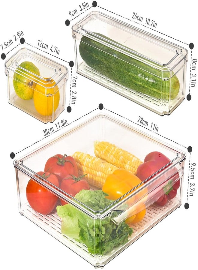 Cozihom Stackable Refrigerator Organizer Bins with Lids, Fridge Organization and Storage Containers, BPA-Free Plastic Pantry Bins for Fruits, Vegetable, Drinks With Drain Tray, Set Of 10 - Image 4