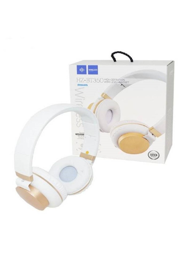 Generic HZ-BT350 Wireless Bluetooth Headset - Microphone - FM Radio - Card Slot - Folding Compatible for Mobile & Computer/White Color 