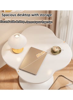 fashionhome Multipurpose Use Small Tulip Dining Table Metal Base Coffee Table Center Table Wood Tabletop Workstation Computer Table for Living Room Bedroom 80x73 cm  - Image 4