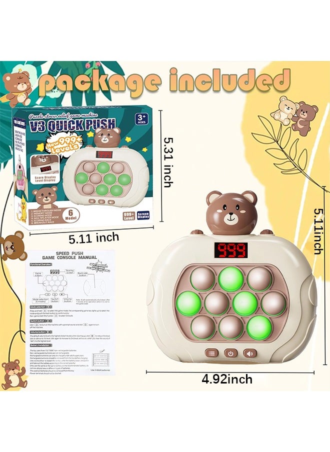 Kids fidget toys, quick push light up bubble game, quick push game toys, road trip essentials for kids, sensory travel toys, birthday gifts for boys girls teens adults,Bear  - Image 3