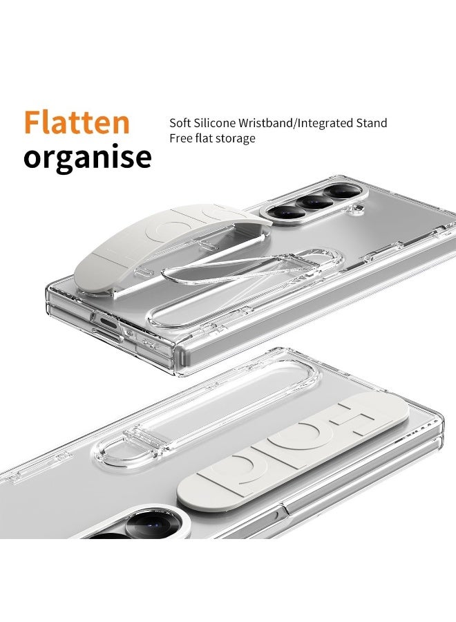 general Case for Samsung Galaxy Z Fold 7 5G 【Pen and Pen Slot】 【Built-in Screen Protector】 Elastic Silicone Wristband Phone Case Hinge Protection Shockproof Cover with Stand - Image 2