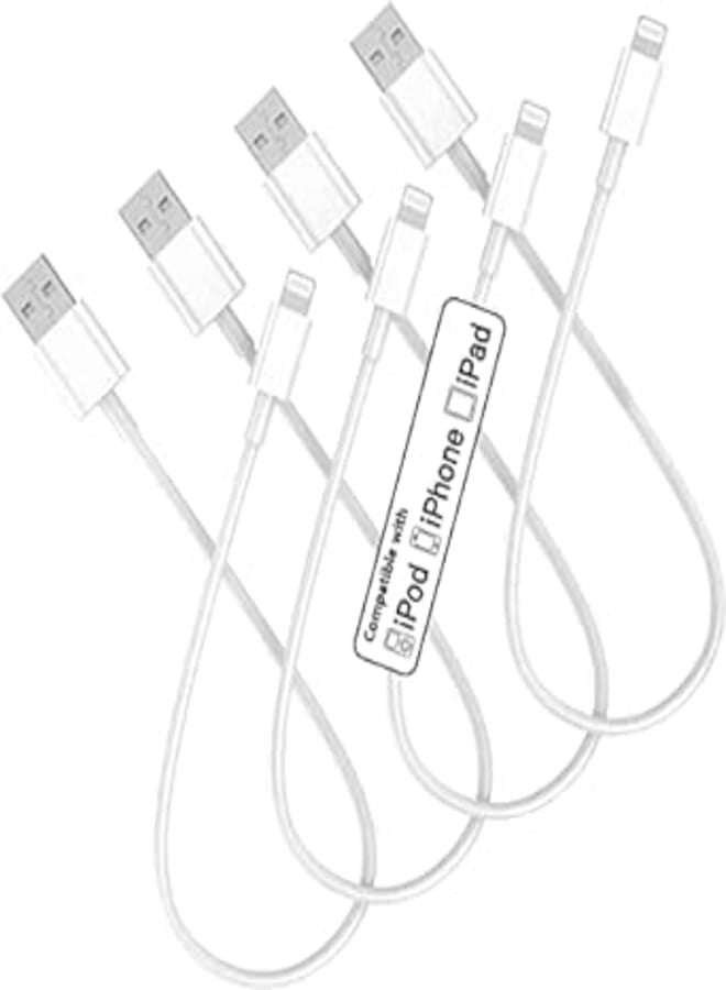WUW 4x Pack Fast Charging [Apple MFi Certified] MD818 Lightning Cable 2.4A for iPhone 14 Pro Max / 13/12 / 11 / XMax/XR/Xs / 8 Plus/SE / 7/8 / 6s - White