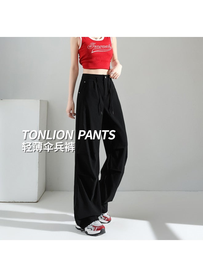 TonLion بنطلون كوري فضفاض عالى الخصر - بنطلون كارجو واسع شبابي متعدد الاستخدامات - Image 4