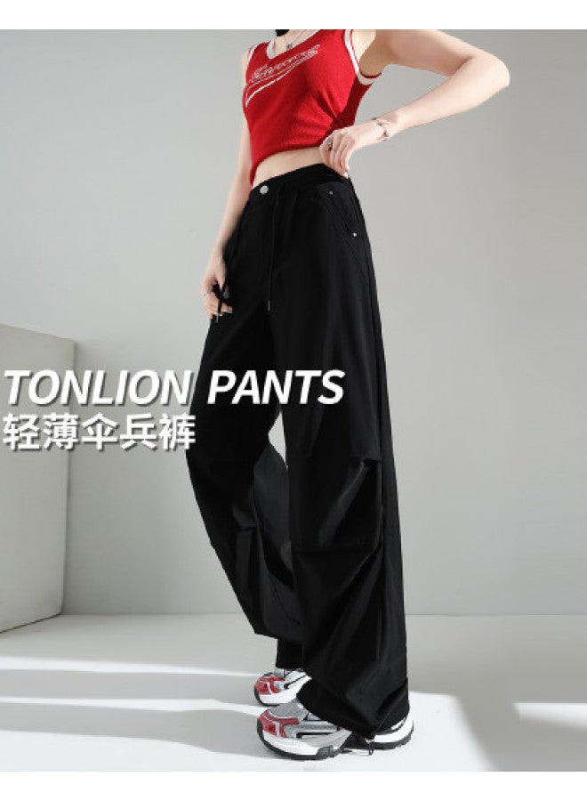 TonLion بنطلون كوري فضفاض عالى الخصر - بنطلون كارجو واسع شبابي متعدد الاستخدامات - Image 1
