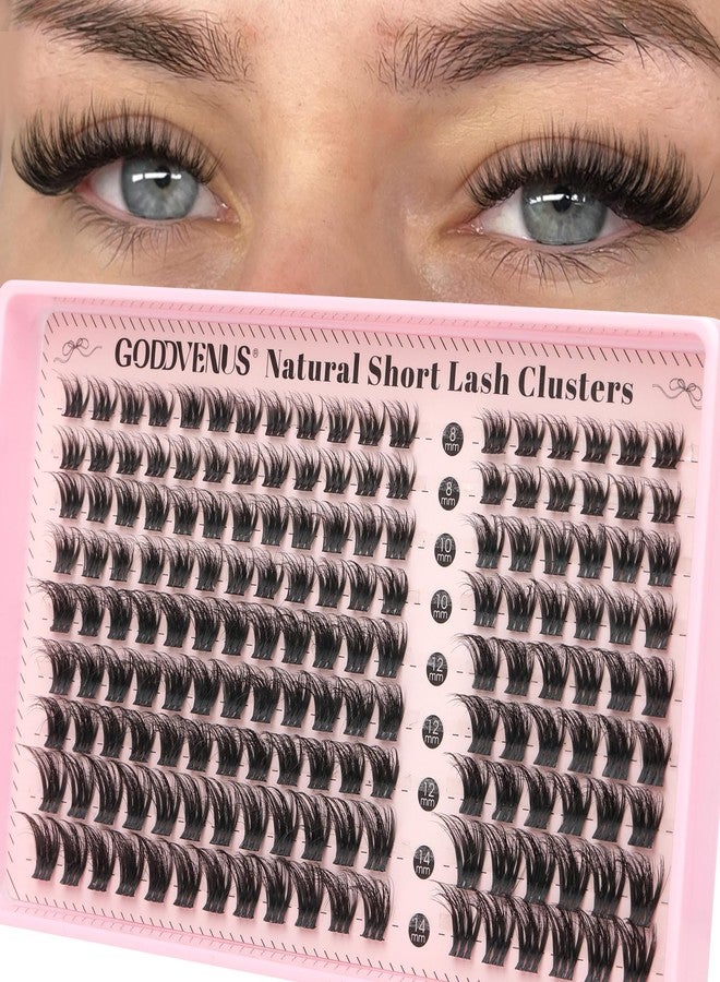 Goddvenus Short Lash Clusters 8-14mm Eyelashes Clusters Wispy Natural Cluster Eyelash Extensions Fluffy Individual Lashes, DIY false eyelashes for Short & Volume Lash Lovers - Image 1