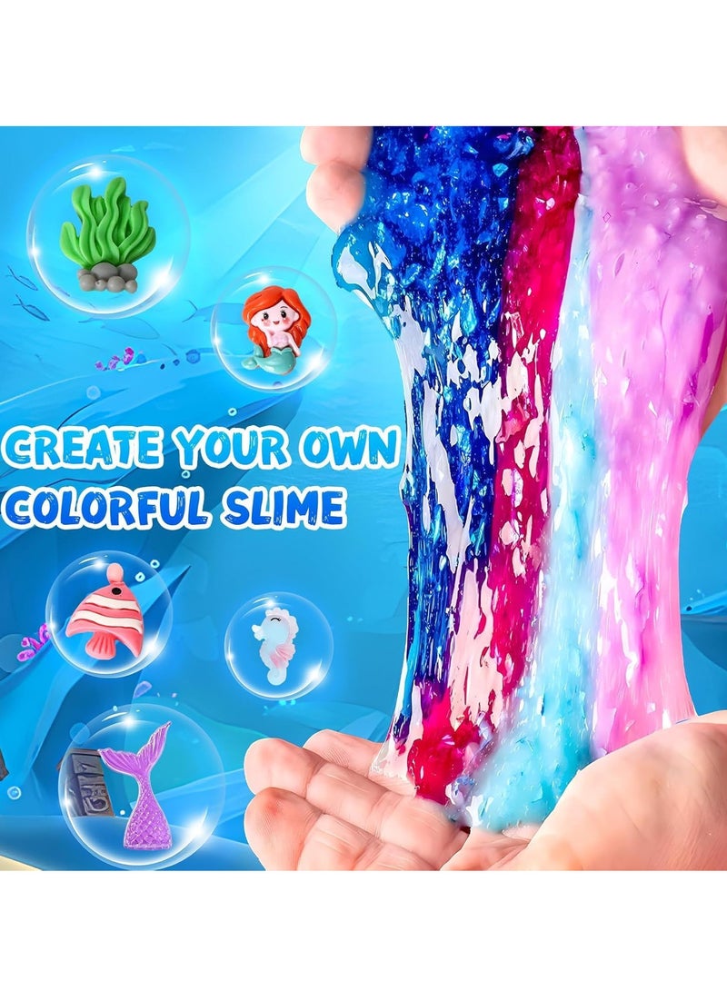 Relex Slime Kit for Kids, Mermaid Slime Making Kit, Make Your Own Slime Toys Set, DIY Fluffy Slime Kits,Make Cloud, Foam, Squishy, Glitter Slime Arts and Crafts, for Girls Boys Birthday Gift Toy - Image 4