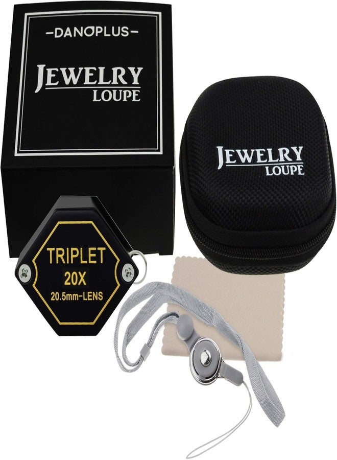 DANOPLUS 20x Magnifier Jewelry Loupe Triplet Lens 20.5mm Optical Glass Pocket Gem Magnifying Tool for Jeweler, Stamp Philatelist, Coin numismatic, Achromatic Black Hexagonal Design Kit Set - Image 3