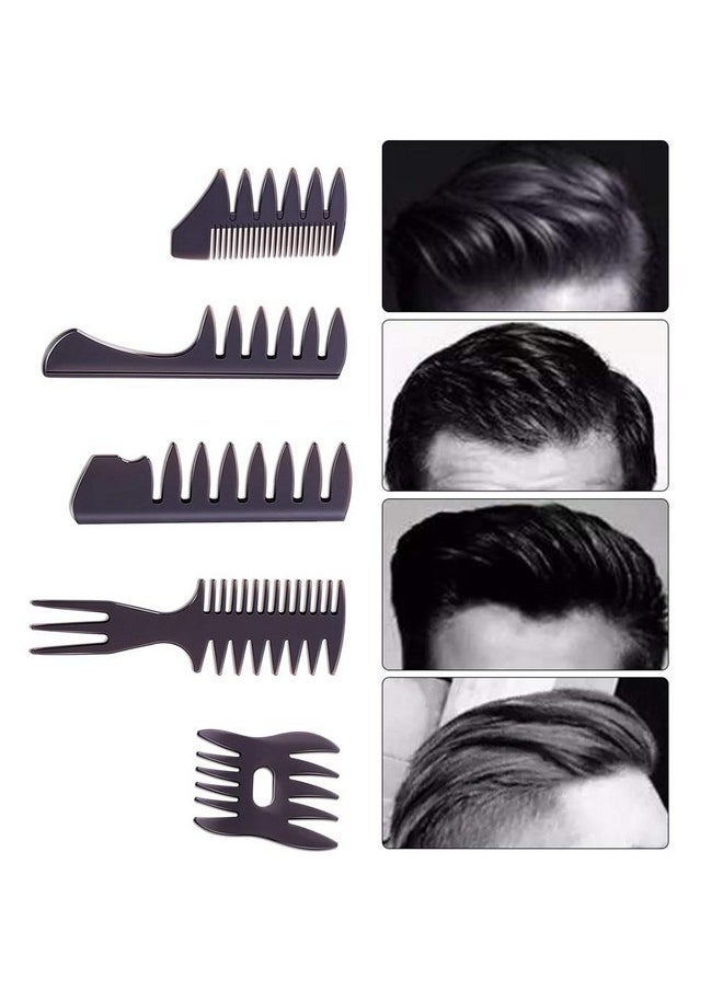 EastyGold - Styling Hair Comb Set Salon Barber Hairstylist Comb 5 Pack Professional Hair Brush Retro Hairdressing Hair Care Style Accessory Doublesided For Men Boy Gentleman - Image 1