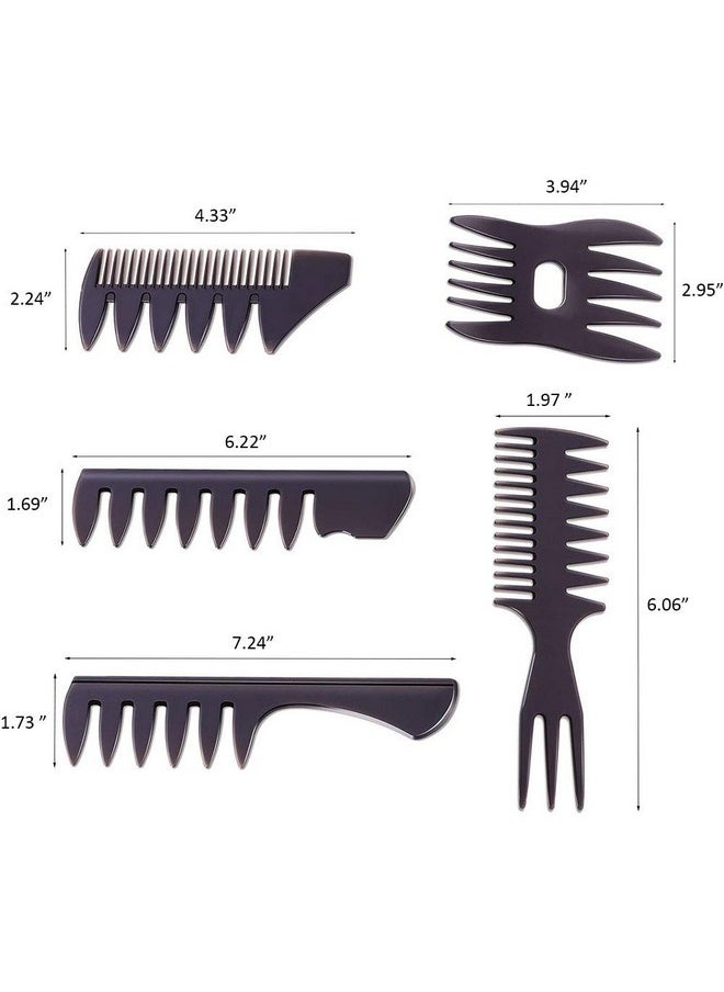 EastyGold - Styling Hair Comb Set Salon Barber Hairstylist Comb 5 Pack Professional Hair Brush Retro Hairdressing Hair Care Style Accessory Doublesided For Men Boy Gentleman - Image 1