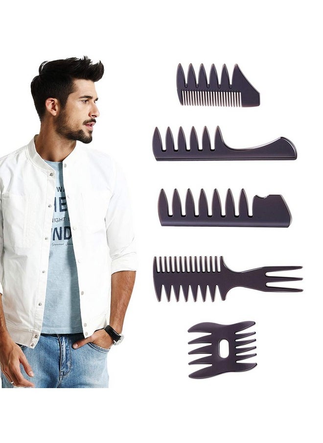 EastyGold - Styling Hair Comb Set Salon Barber Hairstylist Comb 5 Pack Professional Hair Brush Retro Hairdressing Hair Care Style Accessory Doublesided For Men Boy Gentleman - Image 1