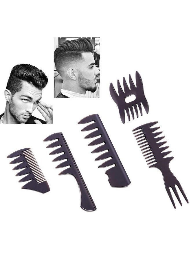EastyGold - Styling Hair Comb Set Salon Barber Hairstylist Comb 5 Pack Professional Hair Brush Retro Hairdressing Hair Care Style Accessory Doublesided For Men Boy Gentleman - Image 1