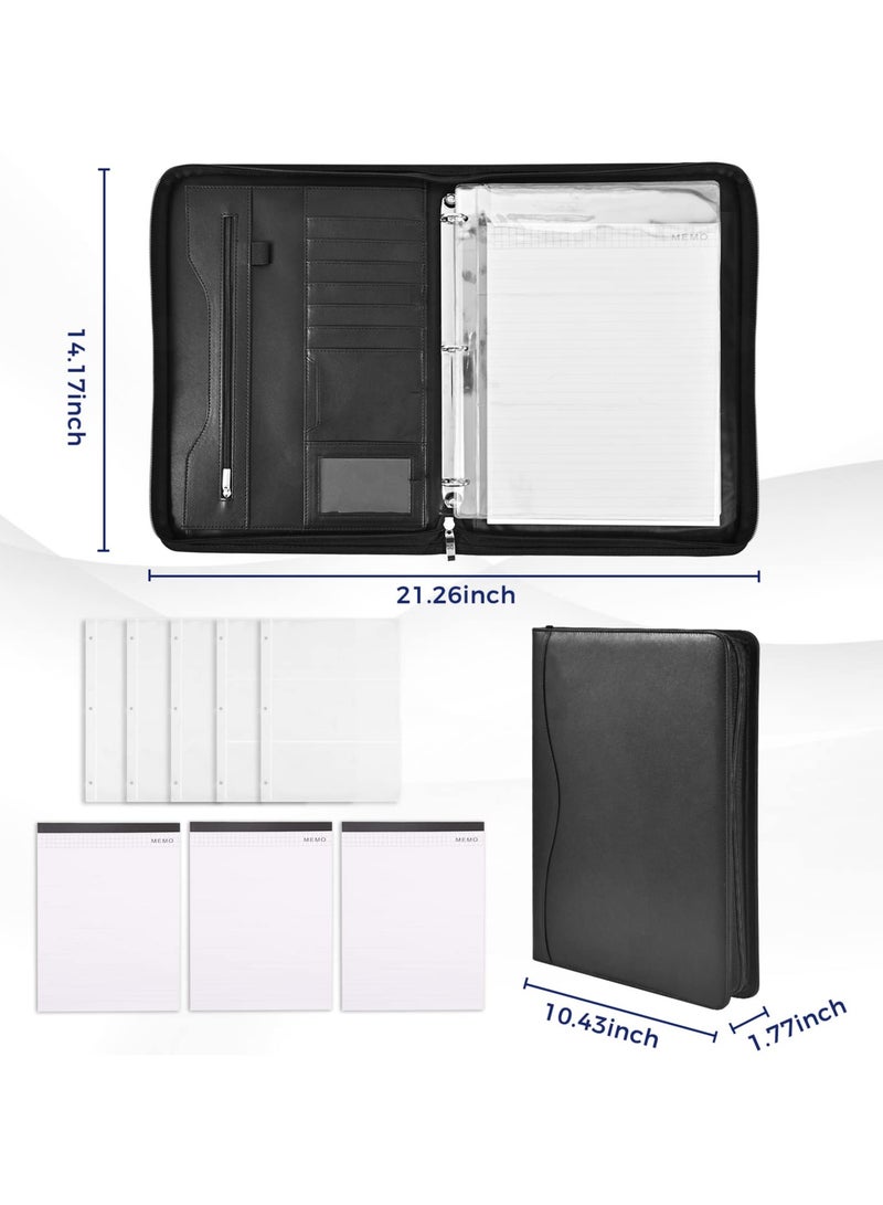 Generic 3-Ring Padfolio Portfolio Binder Organizer | Zipper Portfolio Binder | PU Leather Folder Binder Business Planner Notebook for Women/Men with Document Sleeve, Documents, iPad, Tablet, Phone  - Image 4