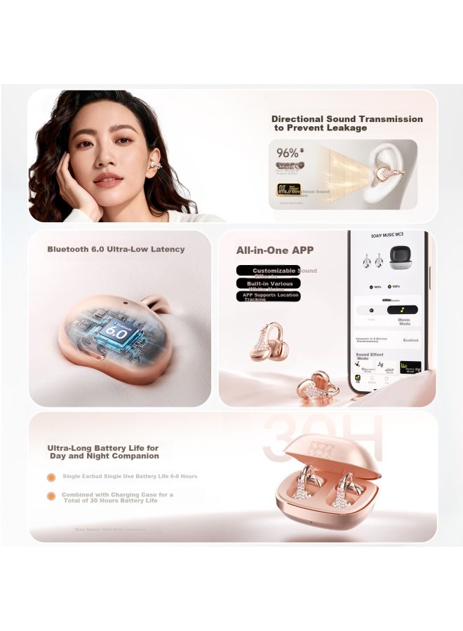 Soaiy Wireless Bluetooth Earbuds elry Clip Comfortable No-sense Open-ear Headphones Long Battery Life Gaming Music Compatible With Apple Huawei Xiaomi Birthday Gift - Image 1