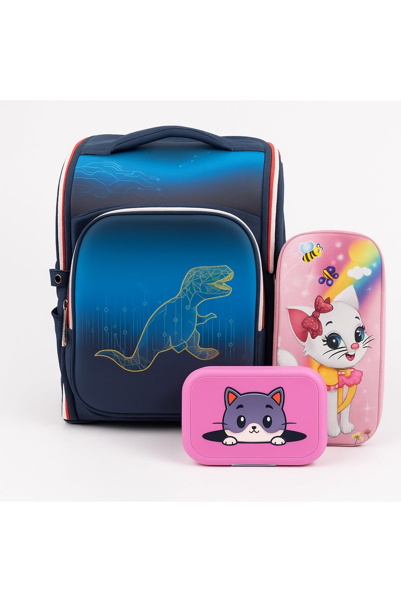 Cocobee-Stylish & Classic Backpack, 14.9 Inches, Comfortable Fit, Durable Design – Blue + Pencil Case  + Bento Lunch Box  765ml