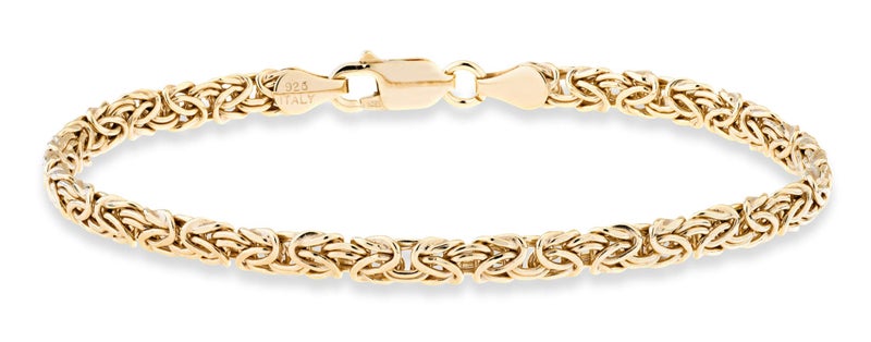 Miabella Italian 18K Gold Plated 925 Sterling Silver 4mm Flat Byzantine Link Chain Bracelet for Women, Made in Italy (Length 8 Inches) - Image 1