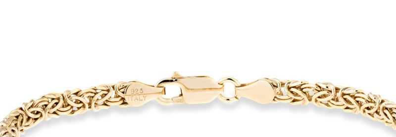 Miabella Italian 18K Gold Plated 925 Sterling Silver 4mm Flat Byzantine Link Chain Bracelet for Women, Made in Italy (Length 8 Inches) - Image 2