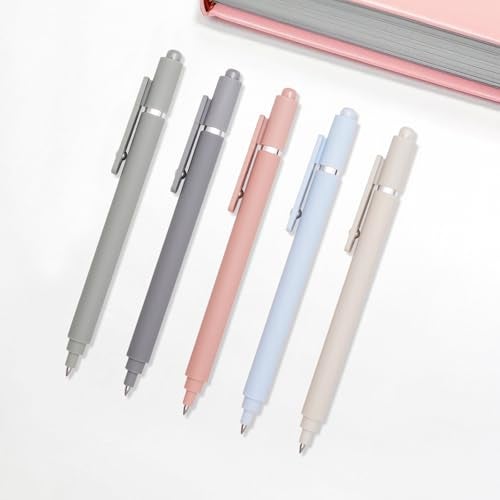 IOMDRWU Gel Pens, 5 Pack 0.5mm Black Ink Pens, Fine Point Smooth Writing Pen, Quick-Dry, High-End Series Pen for Journaling, Cute Office School Supplies Gifts for Women - Image 5