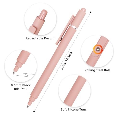 IOMDRWU Gel Pens, 5 Pack 0.5mm Black Ink Pens, Fine Point Smooth Writing Pen, Quick-Dry, High-End Series Pen for Journaling, Cute Office School Supplies Gifts for Women - Image 4