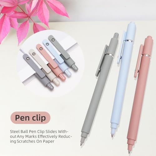 IOMDRWU Gel Pens, 5 Pack 0.5mm Black Ink Pens, Fine Point Smooth Writing Pen, Quick-Dry, High-End Series Pen for Journaling, Cute Office School Supplies Gifts for Women - Image 3