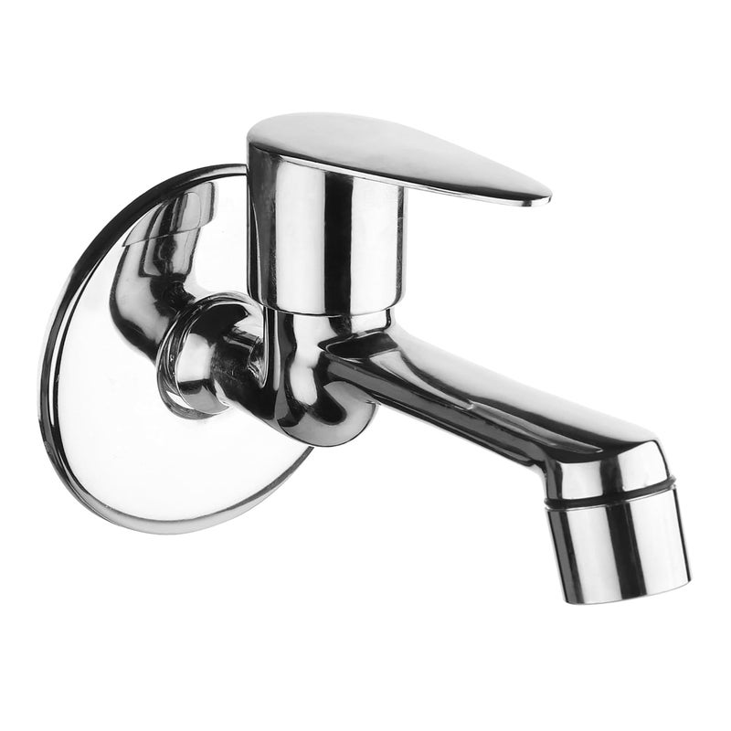 BHANMATI SANITARY ITEMS BHANMATI SANITARY ITEMS Brass Long Body Taps for BathroomKitchen SinkBrass Taps for HomeLong Body Taps Wall Flange and Teflon Tape Chrome Finish Pack of 1 - Image 1