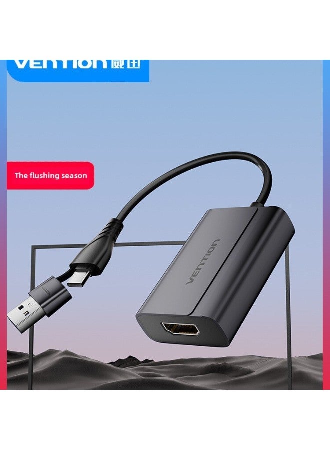 محول صغير لجهاز العرض عالي الدقة من Weixun بموصل USB Typec إلى HDMI مزدوج للاتصال بالهاتف المحمول - اللون: أسود (خطوط 0.15 متر) - Image 2