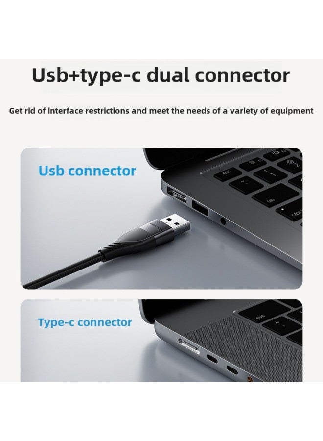 محول صغير لجهاز العرض عالي الدقة من Weixun بموصل USB Typec إلى HDMI مزدوج للاتصال بالهاتف المحمول - اللون: أسود (خطوط 0.15 متر) - Image 3