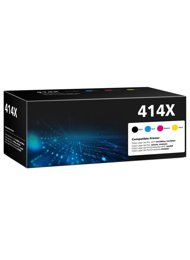 Diegees 414X Toner Cartridges 4 Pack High Yield Color Laser Jet Pro MFP M479fdw M454dw Replacement for HP 414X Toner 414A for HP414X HP414A Works for MFP M479fdw M454dw M479fdn M454dn Enterprise M480f M455dn - Image 1