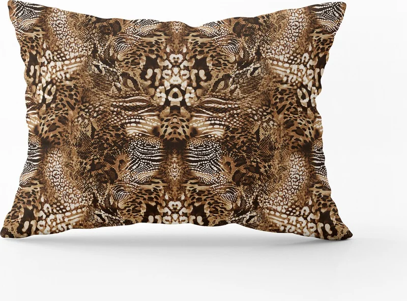 Cango Home Brown White Snake Leopard Zebra Patterned Digital Print Throw Pillow Pillow Case - CGH369-3550 Double Sided Printed